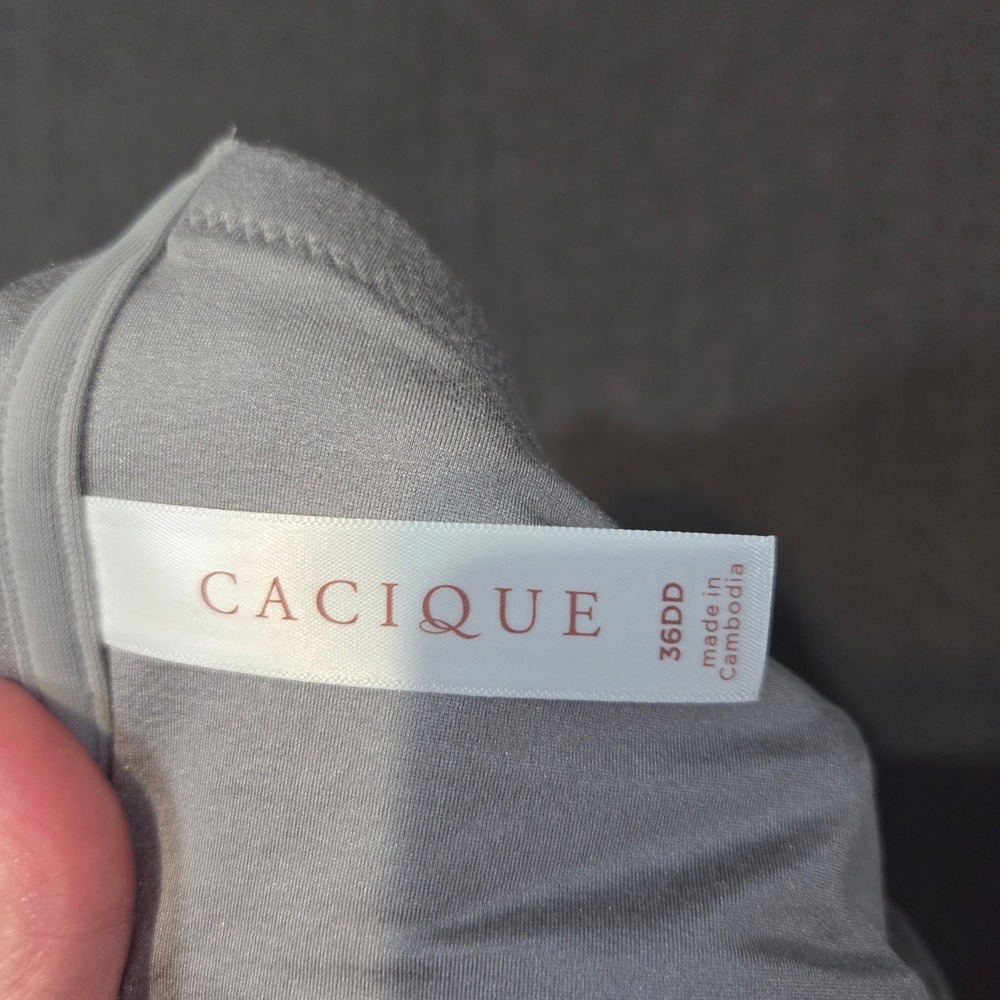 Cacique Bra Womens 36DD Gray Lace Racerback Front Close No-Wire NEW - Picture 6 of 11